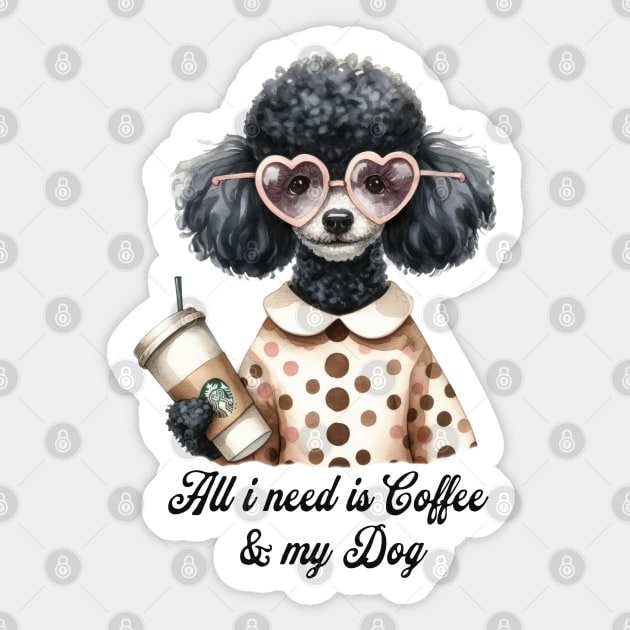 Cute Poodle Take away Coffee Quote for Coffee and Dog Lovers Sticker by Tintedturtles